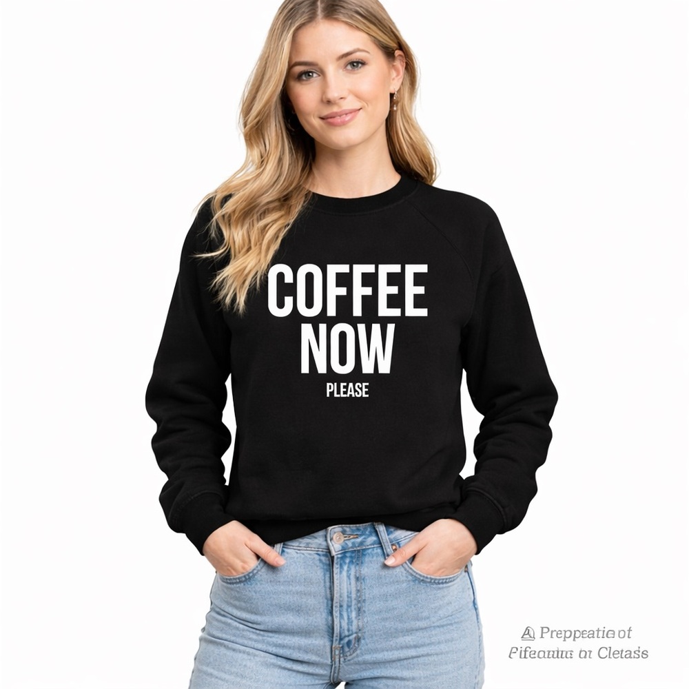 Brunette The Label XS/S Black “Coffee Now Please” Graphic Sweatshirt